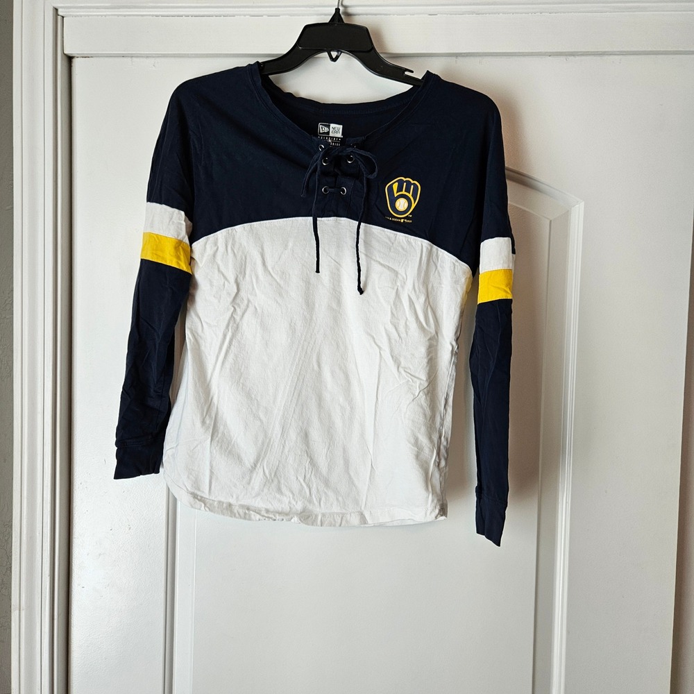 New Era Milwaukee Brewers MLB Long Sleeve T-Shirt Women's Small Blue White